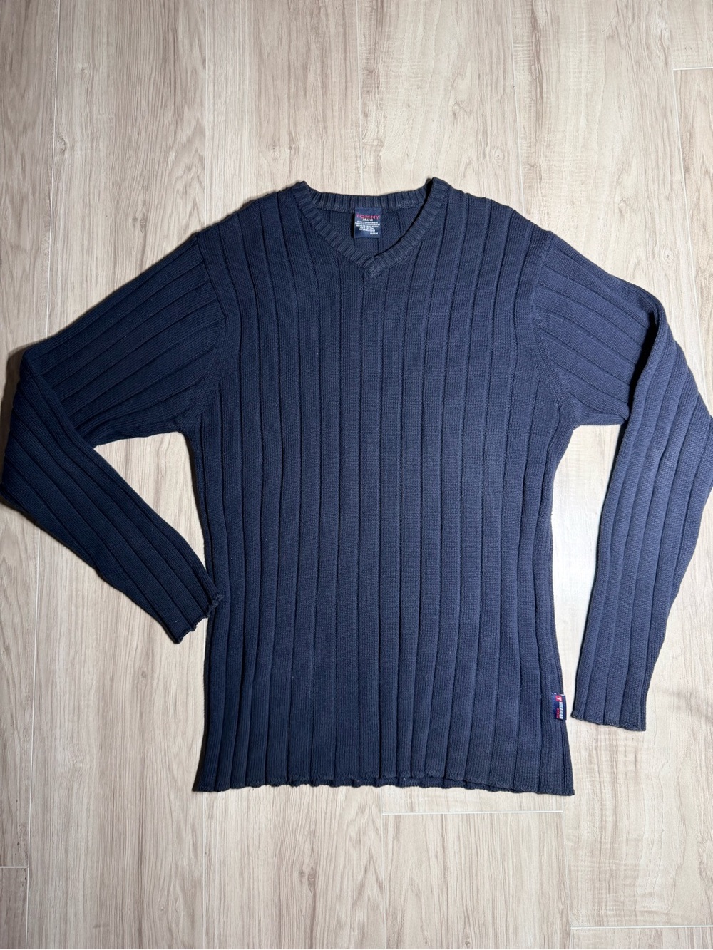 Tommy Hilfiger Men's Navy Ribbed V-Neck Sweater